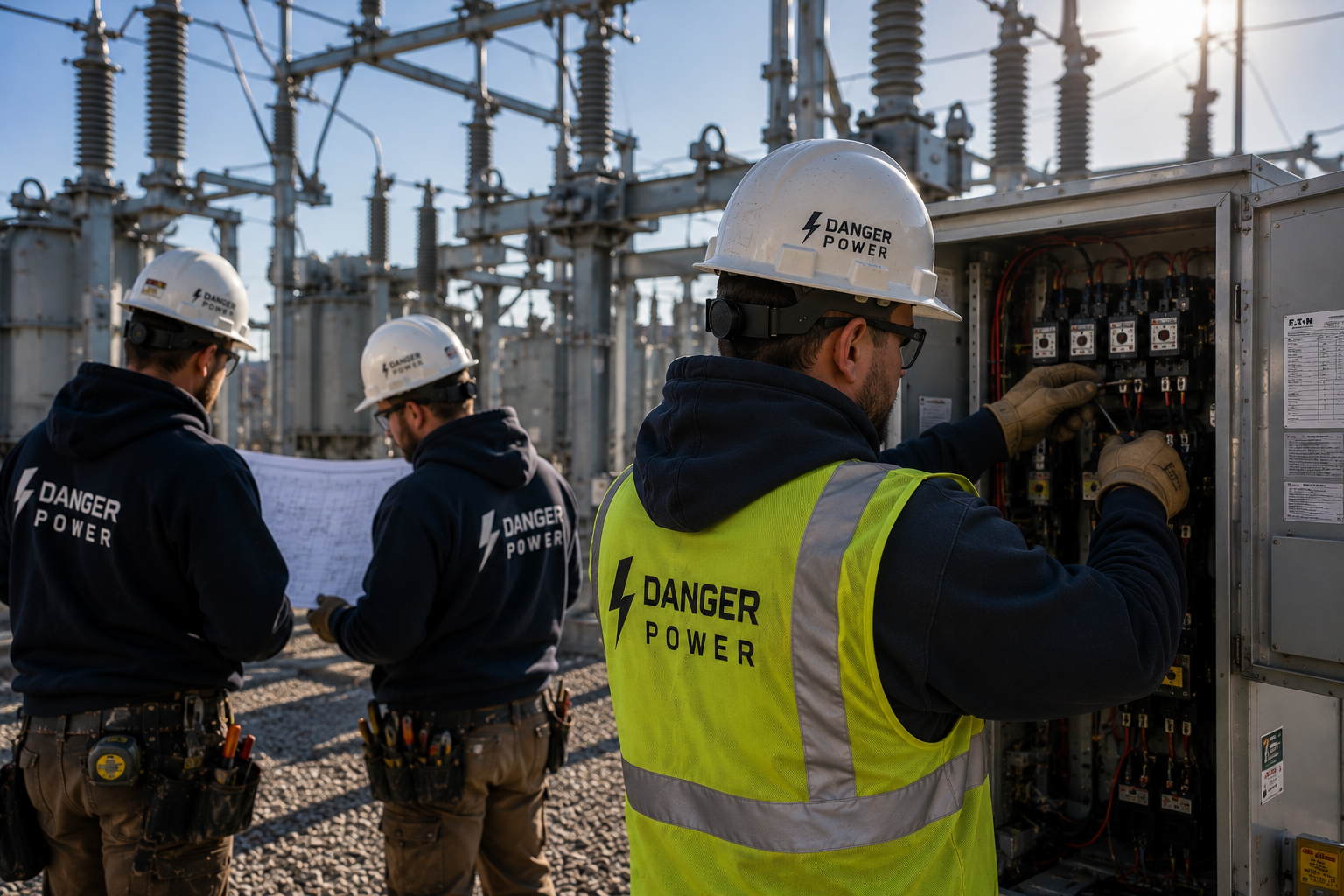 Danger Power EPC crew on a substation project